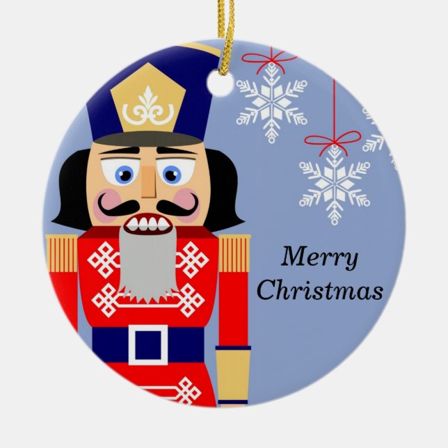 Nussknacker-Weihnachtsverzierung Keramik Ornament (Vorne)