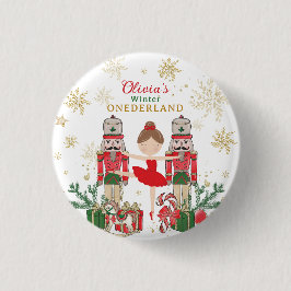 Nussknacker Winter Onederland 1. Geburtstag Rot Button