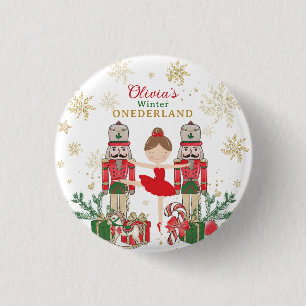 Nussknacker Winter Onederland 1. Geburtstag Rot Button