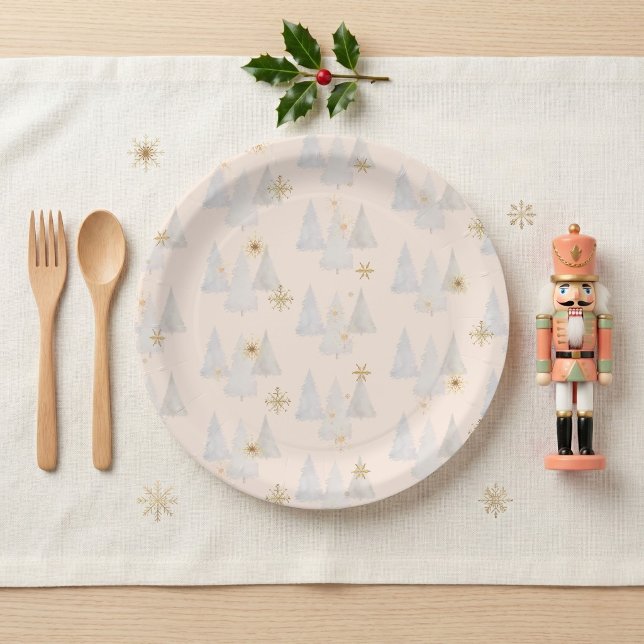 Nussknacker Zuckerpflaume-Feengeschirr mit Kiefern Pappteller (Nutcracker Sugar Plum Fairy Pine Tree Tableware Paper Plates)