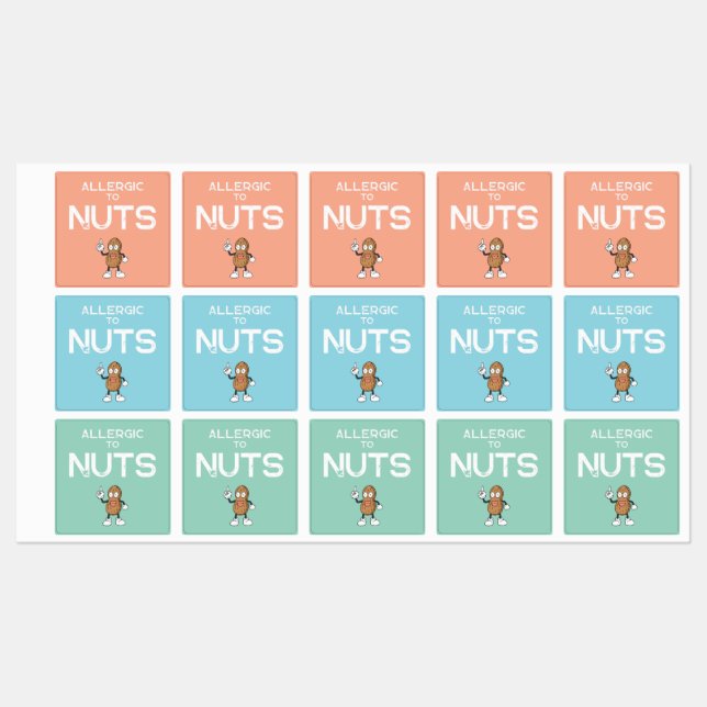 Nut Allergy Colorful Waterproof Square Sticker (Blatt)