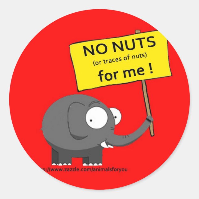Nut Allergy Elephant Runder Aufkleber (Vorderseite)
