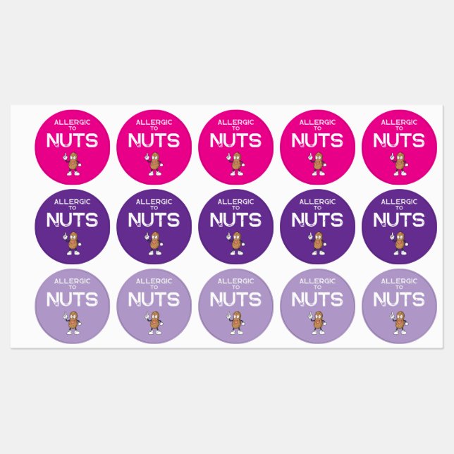 Nut Allergy Waterproof Farbkleber Etiketten (Blatt)
