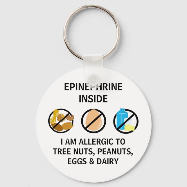 Nut Egg Dairy Allergy Epinephrine Inside Kids Schlüsselanhänger (Vorderseite)