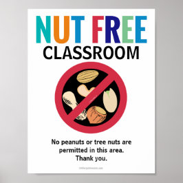 Nut free area class Customized Allergy School Poster