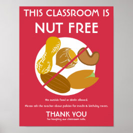 Nut free class Sign for School or Daycare Poster
