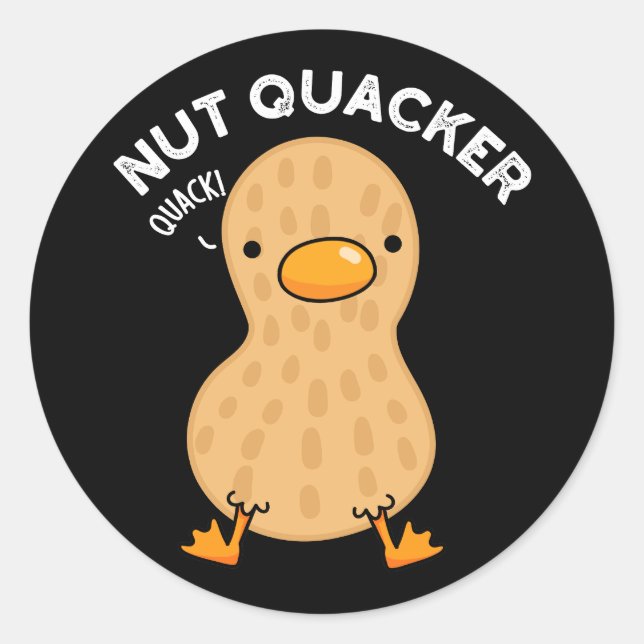 Nut Quacker Funny Peanut Puns Dark BG Runder Aufkleber (Vorderseite)