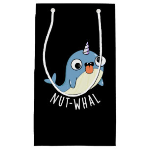 Nut-whal Funny Narwhal Pun Dark BG Kleine Geschenktüte
