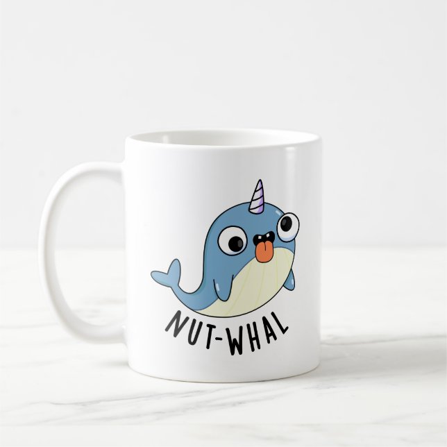 Nut-whal Funny Narwhal Pun Kaffeetasse (Links)