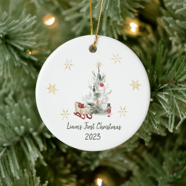 Nutcracker Aquarell niedliche Weihnachten Keramik Ornament (Baum)
