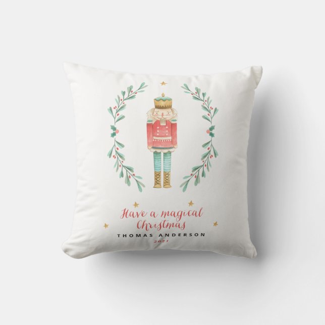 Nutcracker Aquarell niedliche Weihnachten Kissen (Vorderseite)