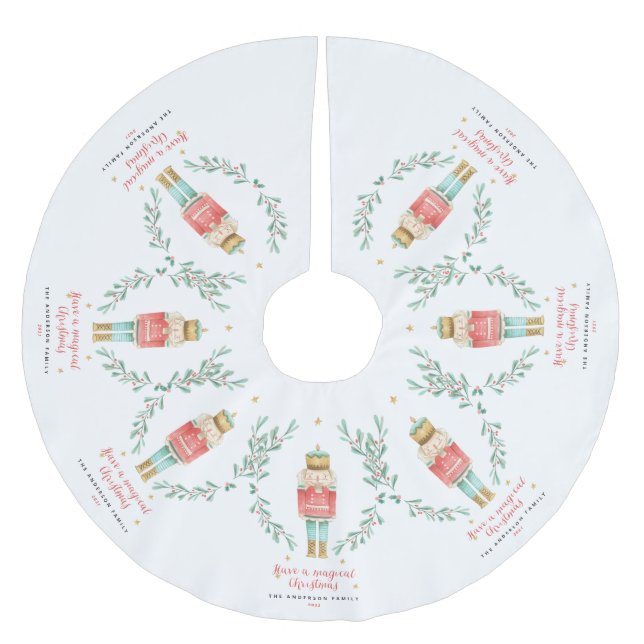 Nutcracker Aquarell niedliche Weihnachten Polyester Weihnachtsbaumdecke (Vorderseite)