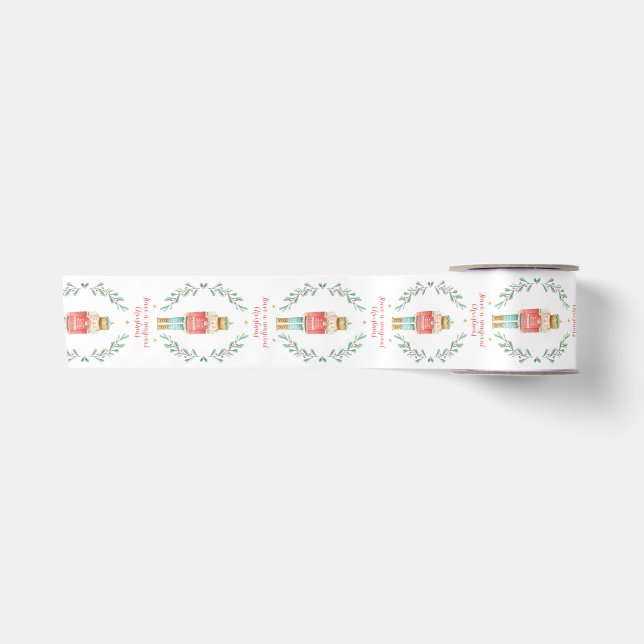 Nutcracker Aquarell niedliche Weihnachten Satinband (Vorderseite)