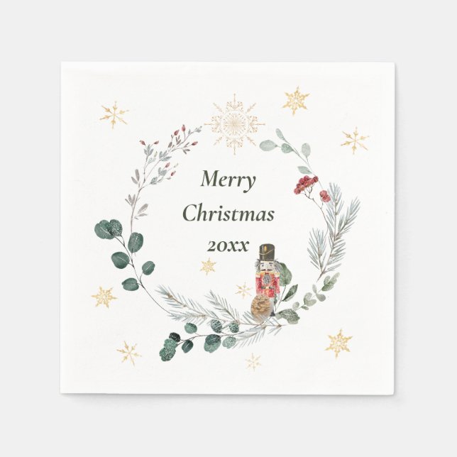 Nutcracker Aquarell niedliche Weihnachten Serviette (Vorderseite)