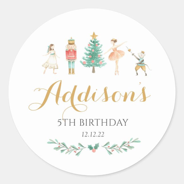 Nutcracker-Aufkleber, Zuckerpflaume-Aufkleber, Runder Aufkleber (Vorderseite)