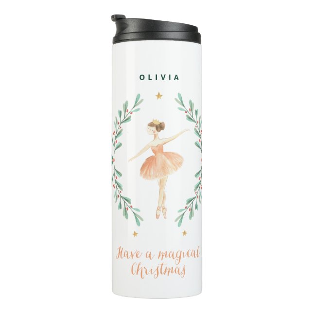 Nutcracker Ballerina botanische niedliche Weihnach Thermosbecher (Nach rechts gedreht)