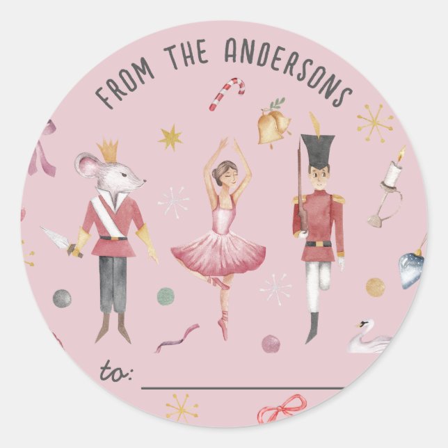 Nutcracker Ballerina Familie Weihnachtsgeschenk Runder Aufkleber (Vorderseite)