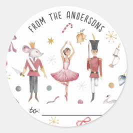 Nutcracker Ballerina Familie Weihnachtsgeschenk Runder Aufkleber