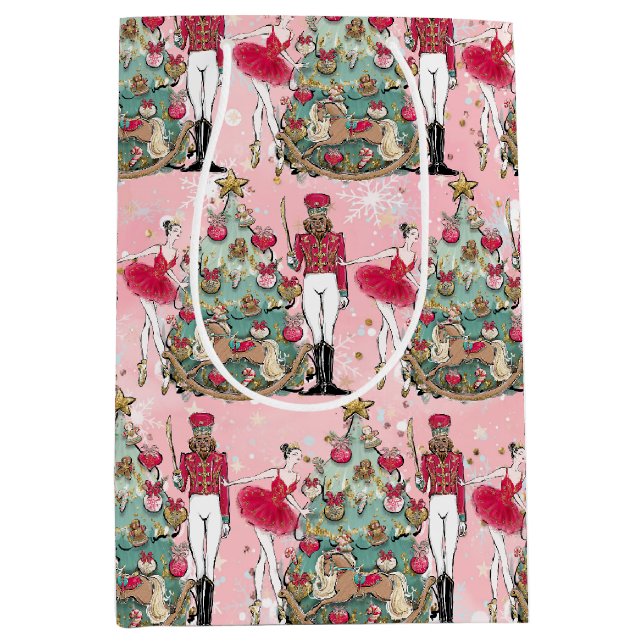 Nutcracker Ballerina Holiday Geschenktasche Mittlere Geschenktüte (Vorderseite)