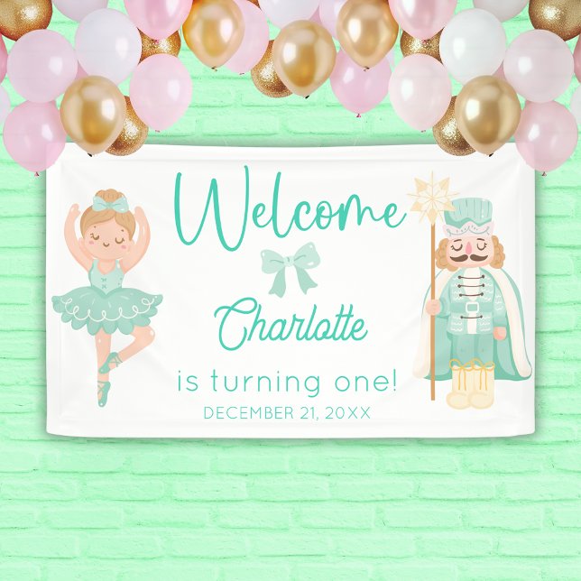 Nutcracker Ballerina Mint Birthday Welcome Banner (Von Creator hochgeladen)