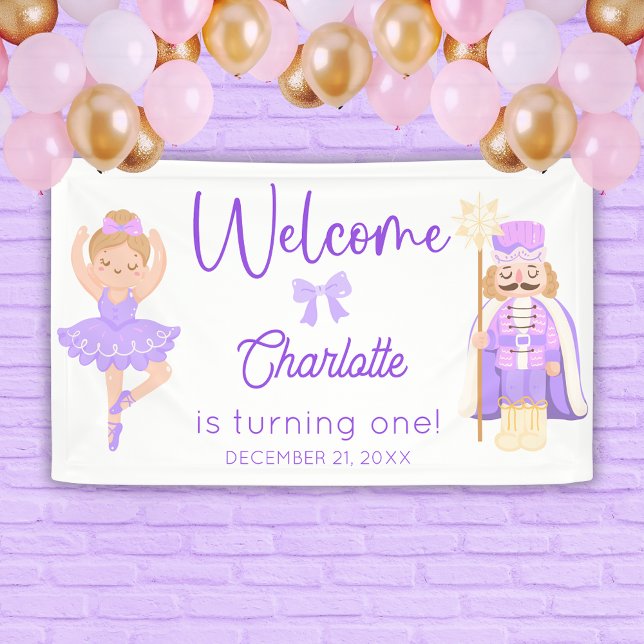 Nutcracker Ballerina Purple Birthday Welcome Banner (Von Creator hochgeladen)
