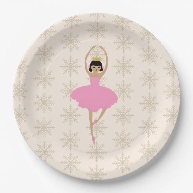 Nutcracker Ballerina Snowflake Pattern Pappteller (Vorderseite)