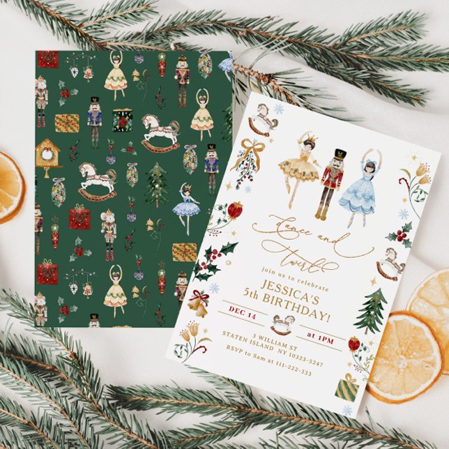 Nutcracker Ballerina Tanz und wirbelnder Geburtsta Einladung (Von Creator hochgeladen)