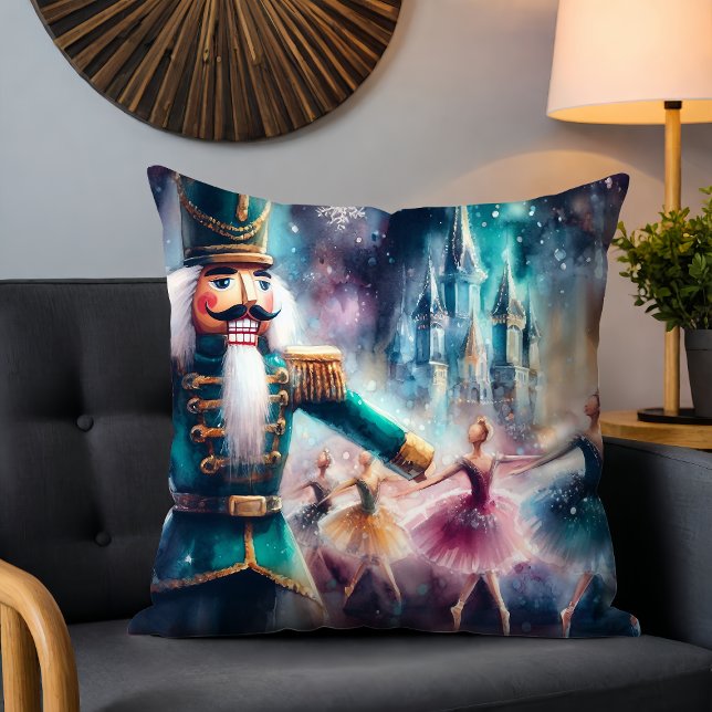Nutcracker Ballerina Watercolor Weihnachtsballett Kissen (Von Creator hochgeladen)