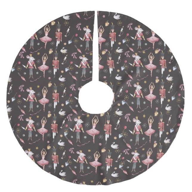 Nutcracker Ballerina Weihnachtsgeschenke Polyester Weihnachtsbaumdecke (Vorderseite)