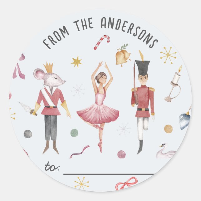 Nutcracker Ballerina Winter Weihnachtsgeschenk Runder Aufkleber (Vorderseite)