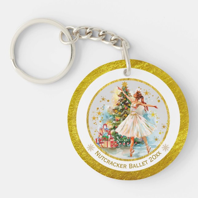Nutcracker Ballet Ballerina - Christmas Keepsake  Schlüsselanhänger (Vorderseite)