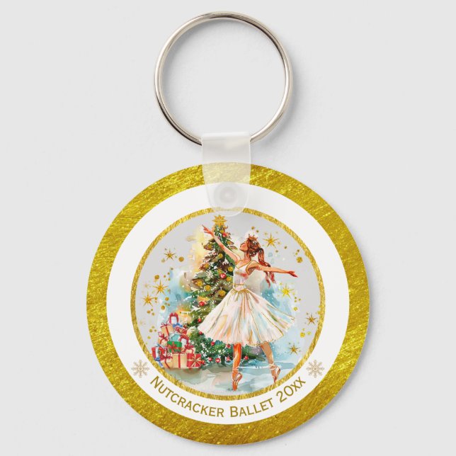 Nutcracker Ballet Ballerina - Christmas Keepsake  Schlüsselanhänger (Vorderseite)