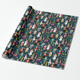 Nutcracker Ballet Characters - Navy Geschenkpapier