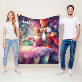 Nutcracker Ballet Christmas Ballerina Personalisie Fleecedecke