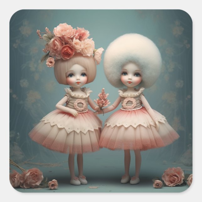 Nutcracker Ballet Fashion-Flower Dancers Quadratischer Aufkleber (Vorderseite)