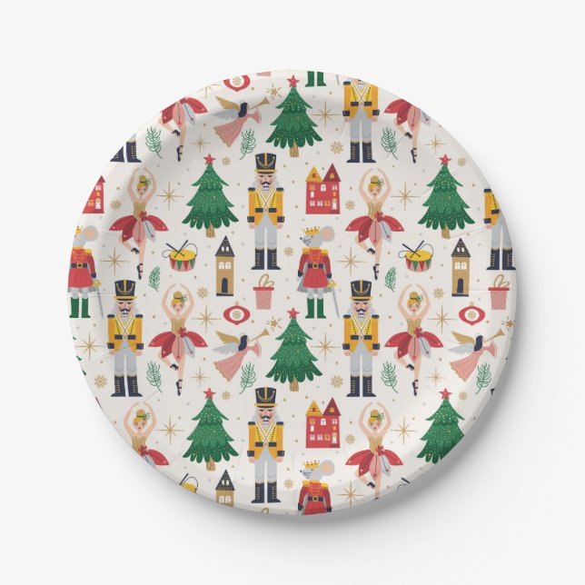 Nutcracker Ballet Holiday Pattern Pappteller (Vorderseite)