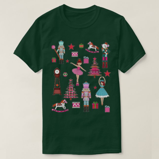 Nutcracker Ballet Pastel Balletomane Christmas Paj T-Shirt (Design vorne)