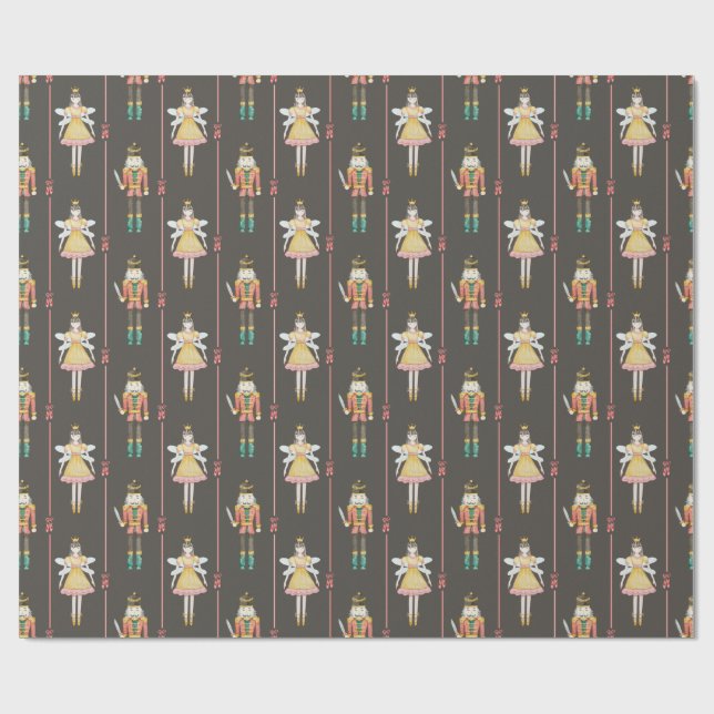 Nutcracker Ballet Pink Ballerina Weihnachten Geschenkpapier (Flach)
