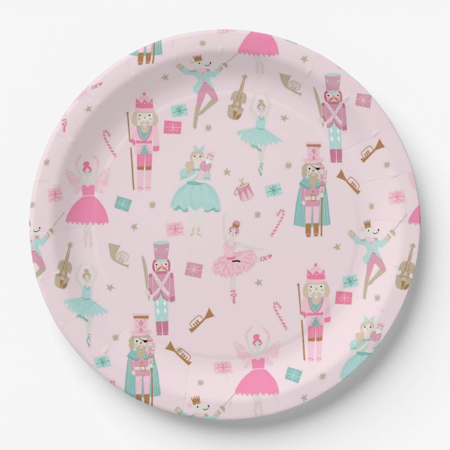 Nutcracker Ballet Pink Weihnachten Pappteller (Vorderseite)