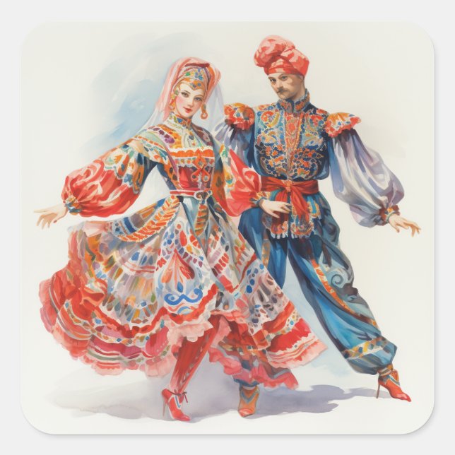Nutcracker Ballet, Russian Dancers Quadratischer Aufkleber (Vorderseite)
