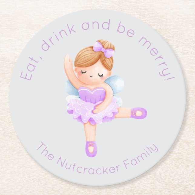 Nutcracker Ballet Sugum Plum Fairy Runder Pappuntersetzer (Vorderseite)