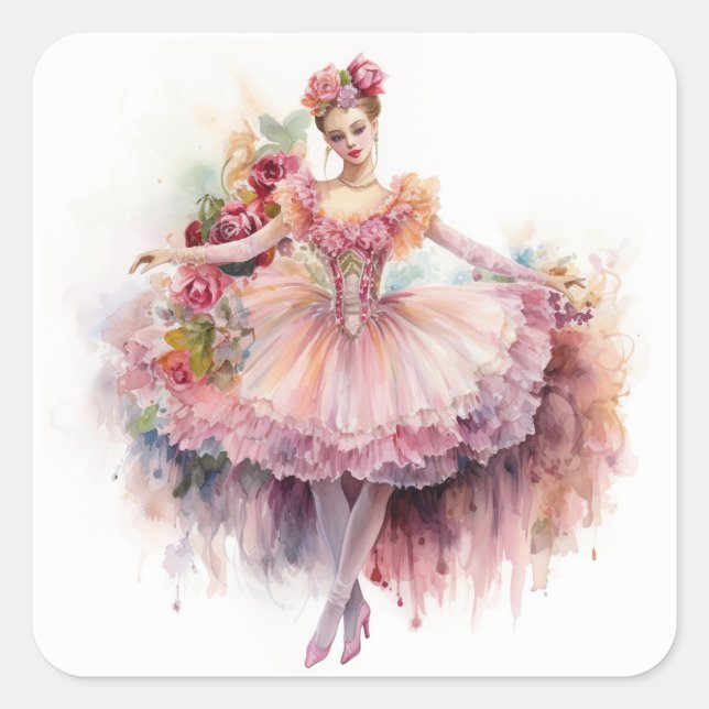 Nutcracker Ballet,Waltz of the Flowers  Quadratischer Aufkleber (Vorderseite)