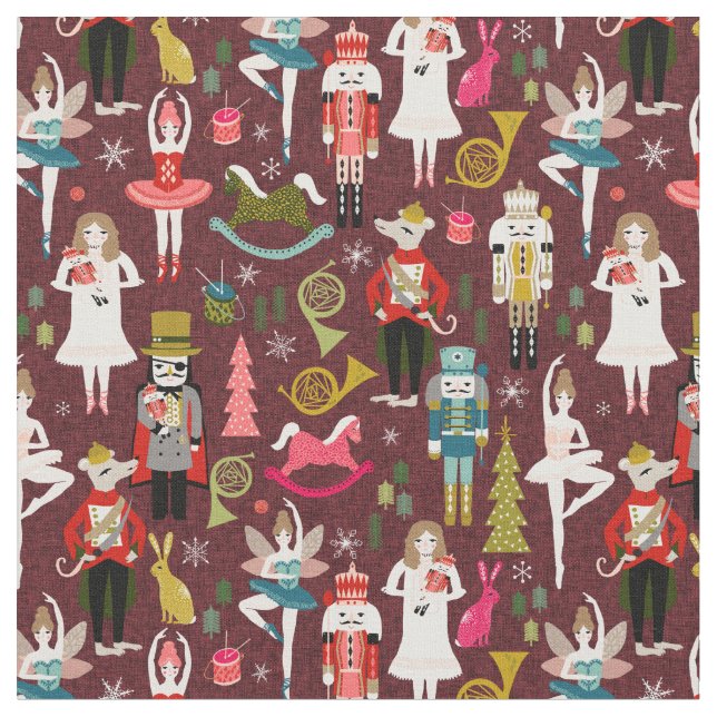 Nutcracker Ballettburgund Stoff (Nahaufnahme)