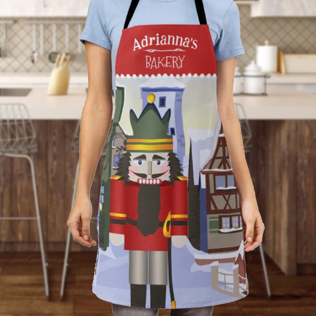 Nutcracker, bayerisch Personalisiert Red Schürze (red nutcracker Christmas apron, personalized bakery gift, kitchen apron with name)