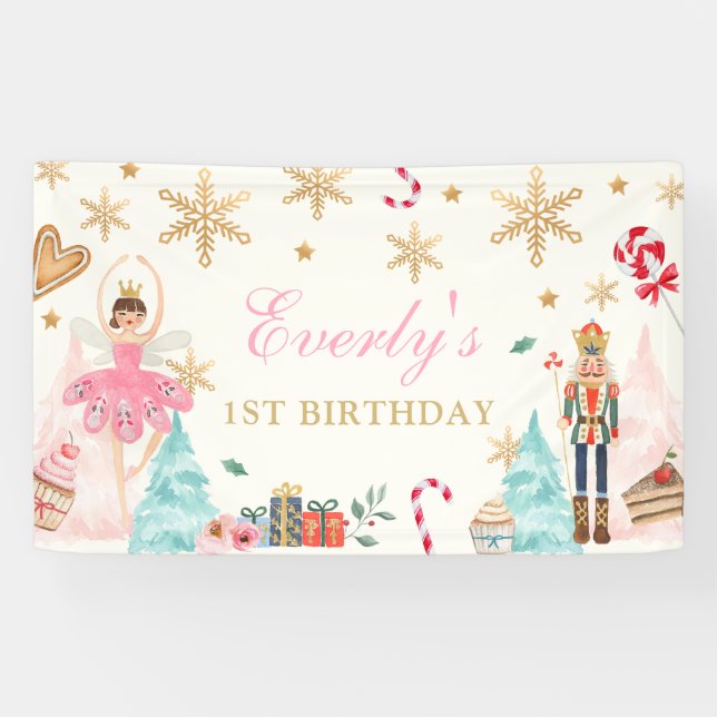 Nutcracker Birthday Fairy Land süße Kulisse Banner (Horizontal)