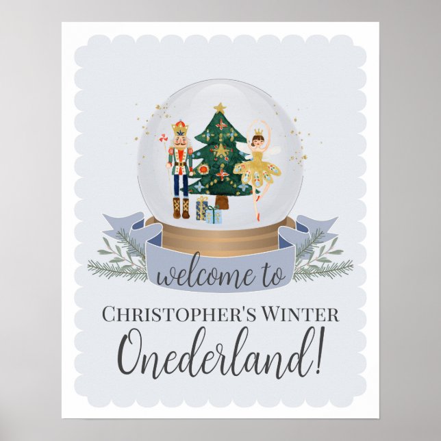 Nutcracker Blue Winter Onederland Geburtstagsempfa Poster (Vorne)