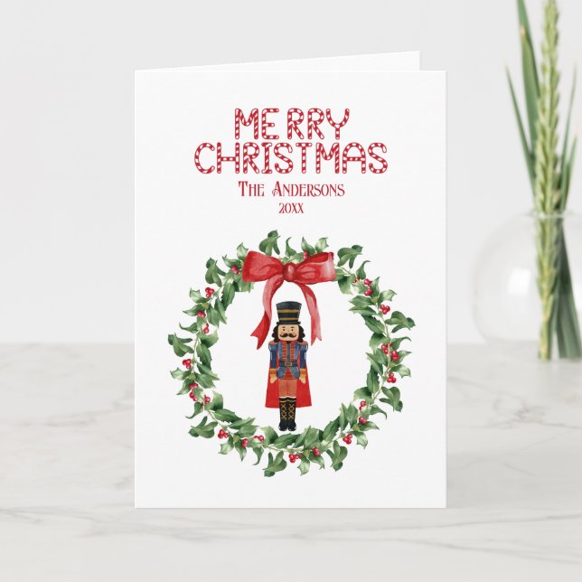 Nutcracker Bow Joyeux Noël Carte de vacances pliée (Devant)