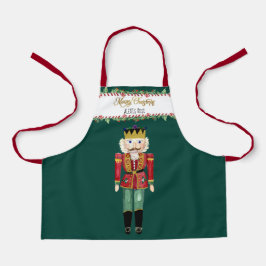 Nutcracker Candy Cane Merry Christmas Holly w Name Schürze