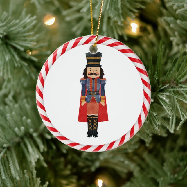 Nutcracker Candy Cane Red Thema Weihnachtsbaum Keramik Ornament (Baum)