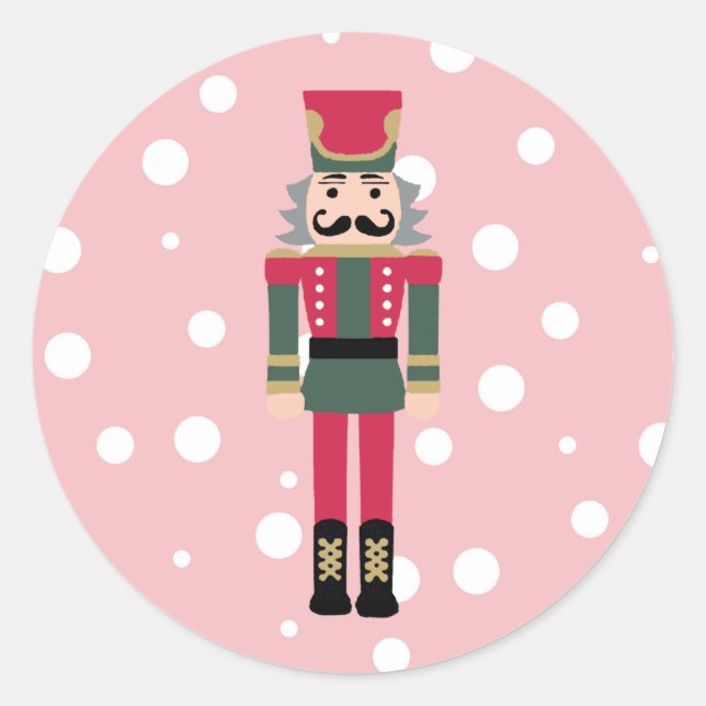 Nutcracker Christmas Design Classic Round Sticker (Vorderseite)